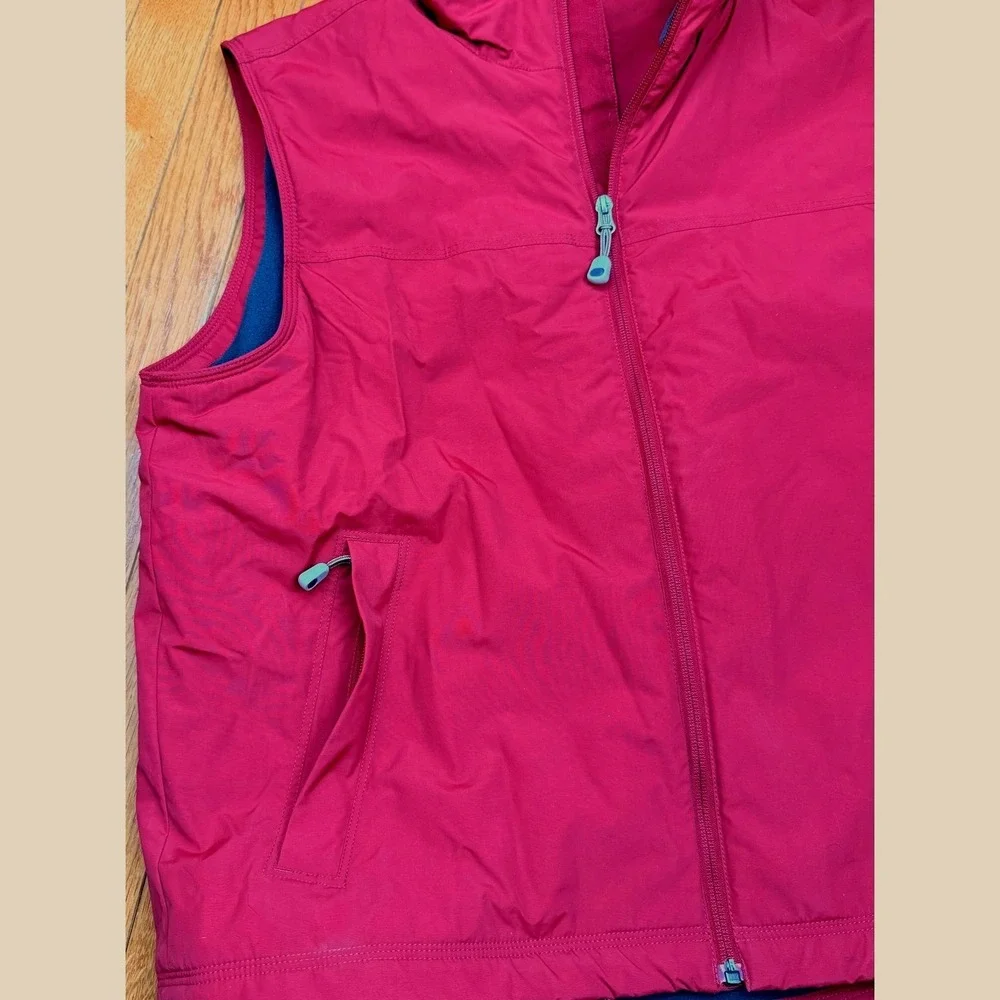 LL‎ Bean Mens Large Red Fleece Lined Warm-Up Vest Nylon Shell Full Zip 0BDR4